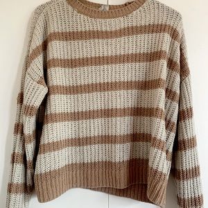 Tan & Cream Striped Sweater